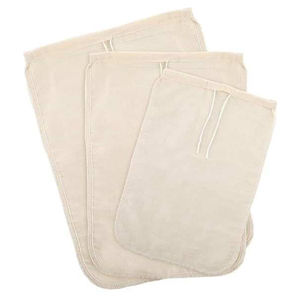 Gjinxi Nut Milk Cloth Strainer 3 Pcs Reusable Cotton Filter Bags for Almond Soy Oat Milk Tea Juices Cold Brew Coffee Cream Color - Image 10
