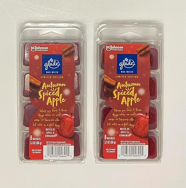 Glade Autumn Spiced Apple Wax Melts - 2 Packs of 3.1 oz Wax Cubes for Cozy Fall Scents