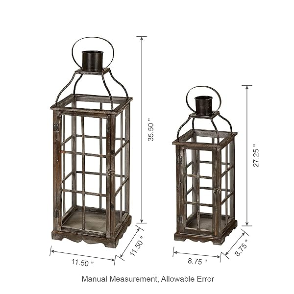 Glitzhome Farmhouse Oversized Black Lanterns Set of 2 - Decorative Hanging Candle Holders (No Glass) - Image 6