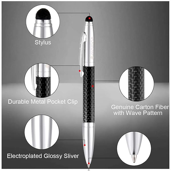 Glovion Multicolor Ballpoint Pen with Stylus Tip 2 in 1 Ink Writing Pen and Replacement Stylus Tips for Touch Screens Android iPhone iPad - Image 4