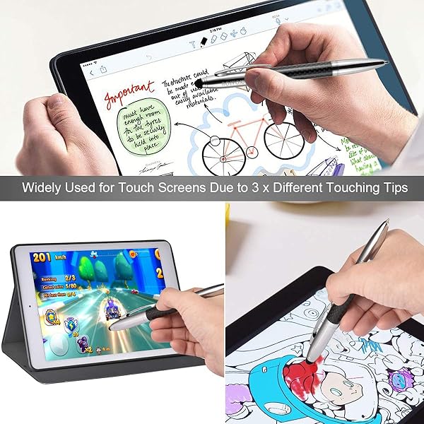Glovion Multicolor Ballpoint Pen with Stylus Tip 2 in 1 Ink Writing Pen and Replacement Stylus Tips for Touch Screens Android iPhone iPad - Image 7