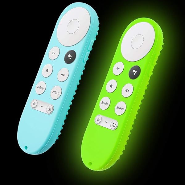 Glow Remote Cover Replacement for Google Chromecast TV 2020 Voice Remote 2-Pack Silicone Case with Lanyard Mint Green and Glow Green