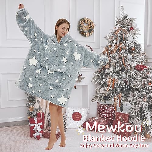 Glow in The Dark Wearable Blanket Hoodie Oversized Sherpa Fleece for Adults with Luminous Stars Ideal for Men and Women - Image 7