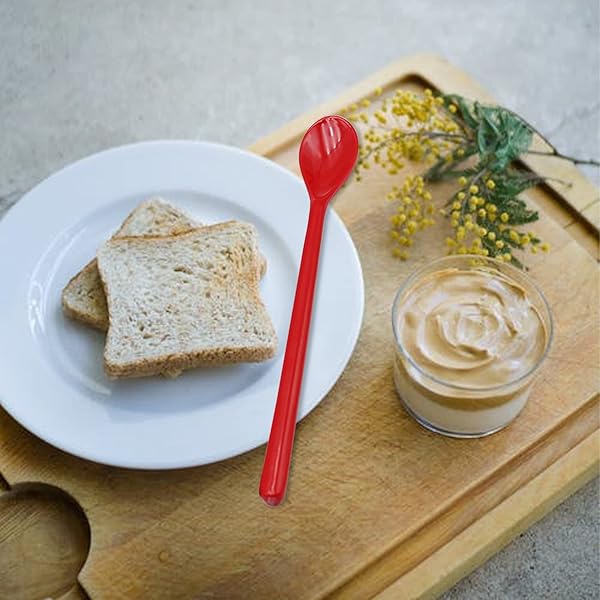 Set of 8 Colorful Melamine Mixing Spoons - Long Espresso, Latte, Dessert & Cocktail Stirring Spoons (8.8-Inch) - Image 8