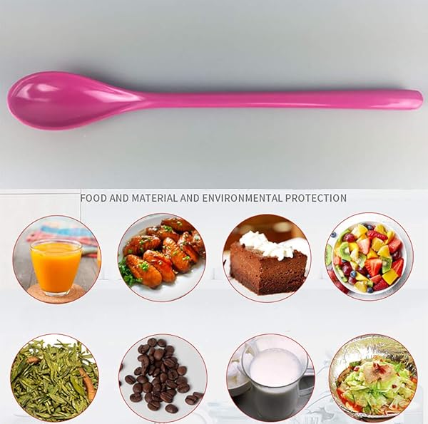 Set of 8 Colorful Melamine Mixing Spoons - Long Espresso, Latte, Dessert & Cocktail Stirring Spoons (8.8-Inch) - Image 9