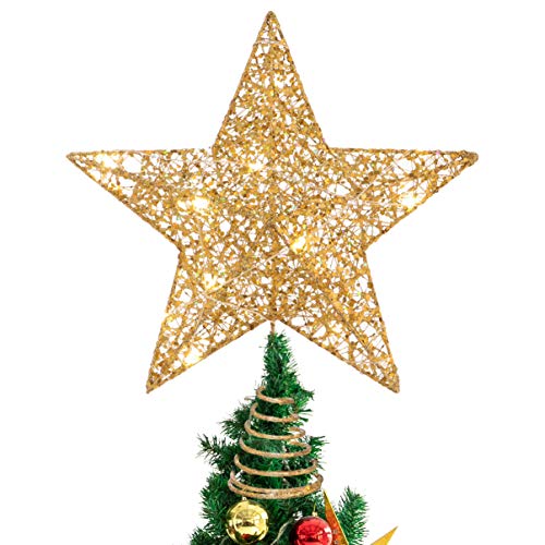 Golden Star Christmas Tree Topper - Bling Powder Lights for Holiday Decor (7.8 x 11.8 Inch) - Image 3
