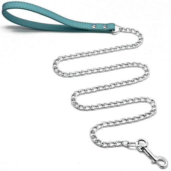 Goliton 4FT Dog Leash - Durable Metal with Comfortable PU Leather Handle for Small & Medium Dogs (Blue) - Image 2