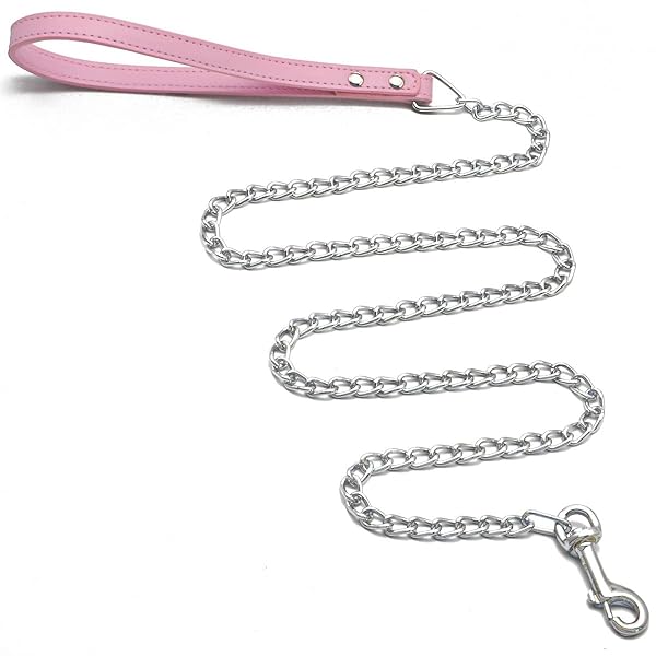 Goliton 4FT Dog Leash - Metal Pet Leash with PU Leather Handle for Small & Medium Dogs (Pink) - Image 2