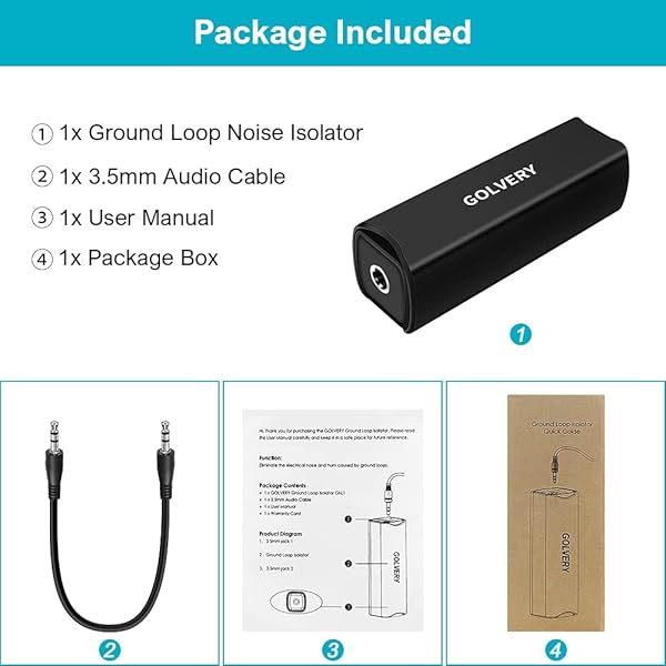 Golvery Ground Loop Noise Isolator: Eliminate Humming & Buzzing in Car Audio, Home & PC Stereo Systems - Image 10