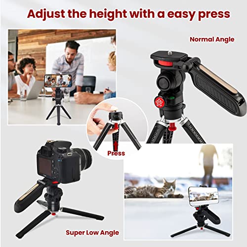 Goocong Mini Tripod for Camera, Small Camera Stand Tripod Phone Holder for Video Recording Vlogging Handle Grip with Cell Phone Mount, Cold Shoe - Image 3