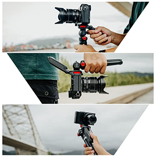 Goocong Mini Tripod for Camera, Small Camera Stand Tripod Phone Holder for Video Recording Vlogging Handle Grip with Cell Phone Mount, Cold Shoe - Image 6