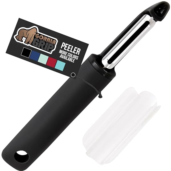 Gorilla Grip Stainless Steel Vegetable Peeler: Comfortable, Dishwasher Safe, Smooth Peeling for Potatoes, Apples & More