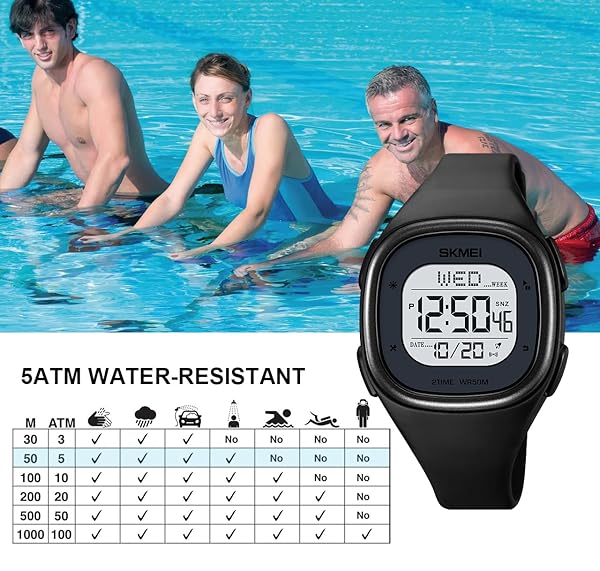 Gosasa Mens Minimalist Square Digital Waterproof Watch for Women Outdoor Sports with Stopwatch Countdown Unisex Design - Image 7