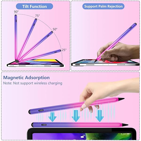 Stylus Pen for iPad 2018-2025 with Palm Rejection, Faster Charge,Tilt Sensitivity iPad Pencil Compatible with A16 10th 9th 8th 7th 6th,Pro 11 12.9 - Image 7