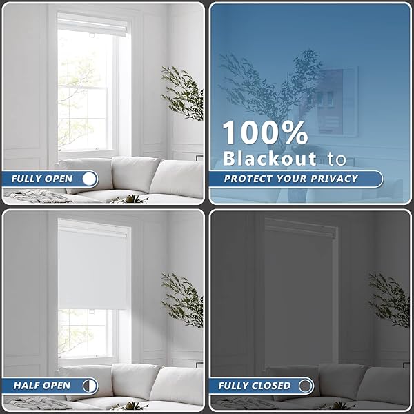 Grandekor Motorized Roller Shade Remote Control 100% Blackout Electric Blinds Cordless Window Shades for Bedroom Living Room Office White 30x72 - Image 8