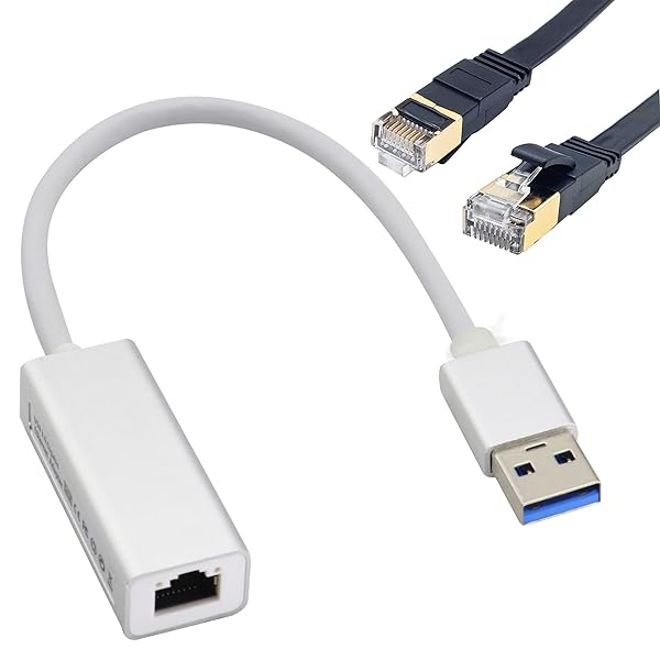 HCFeng HCFeng USB 3.0 to Gigabit RJ45 Ethernet Adapter with 2m Cat7 Cable Compatible with Windows Mac and More