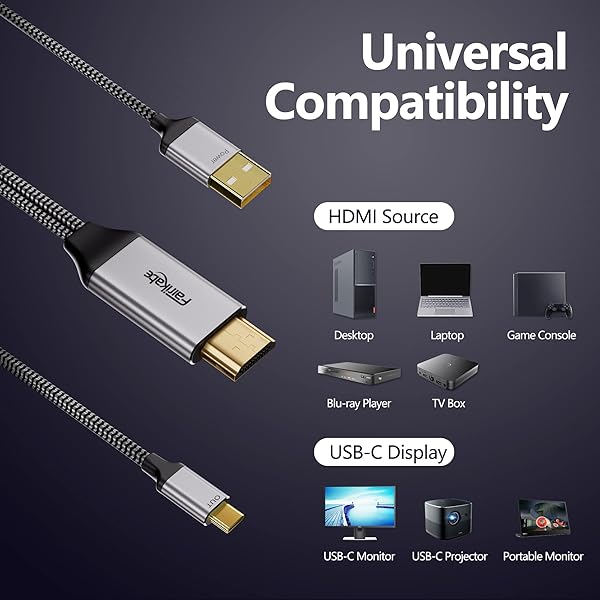 4K60Hz HDMI to USB-C Adapter Cable 6.6FT - Compatible with PS5, Xbox, Steam Deck, Nreal Air & More - Image 10