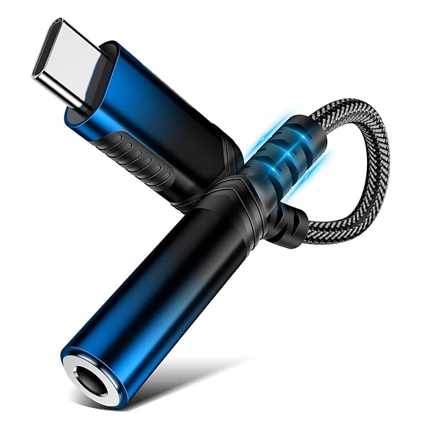 3.5mm Audio Adapter for Samsung Galaxy S25 S24 A17 A16,USB C to 3.5 mm Headphone Adapter for iPad 10 11, 12cm 3.5 Audio Jack Braided Type C Dongle