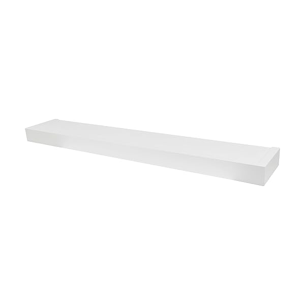 "High & Mighty 36" Floating Shelf - Easy Tool-Free Installation, Holds 25lbs, Modern White Design"
