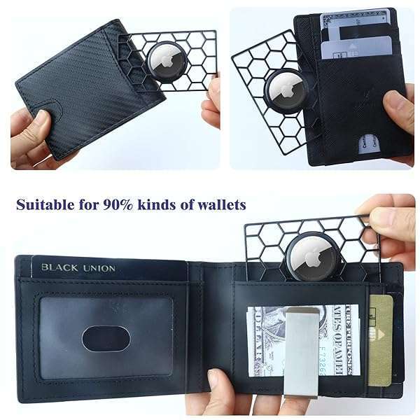 HLHGR Slim Wallet Case for AirTag - Thin Card Holder for Purse & Handbag (Black) - Image 7