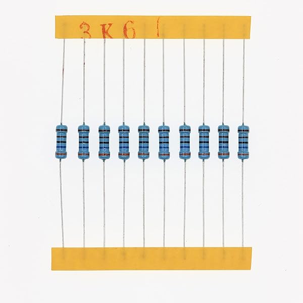 HUABAN 100 Pieces 0.5 Watts 1 2W 3K6 Ohm 1% Metal Film Resistor