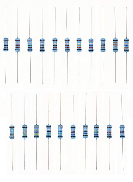 HUABAN 5PCS 21 Values 1W Metal Film Resistors 1 Ohm to 0.91 Ohm 1 Percent Tolerance for Electronics Projects