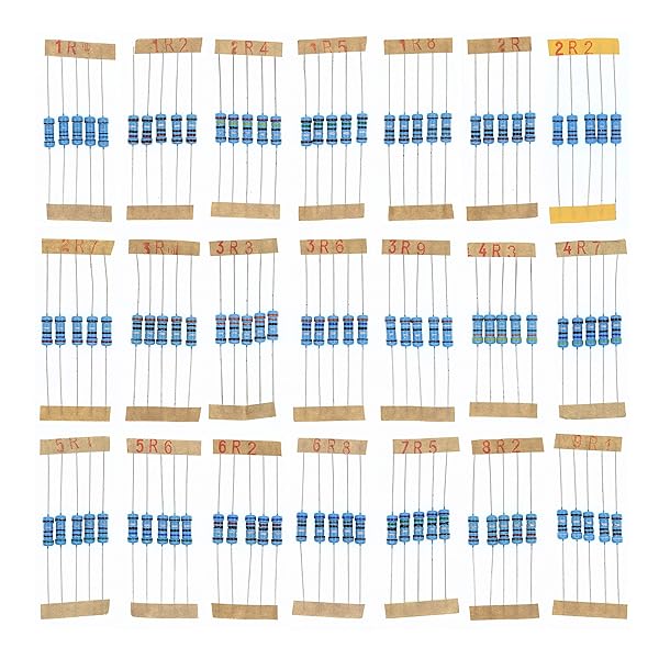 HUABAN 5PCS 21 Values 1W Metal Film Resistors 1 Ohm to 9.1 Ohm 1 Percent Tolerance for Electronics Projects