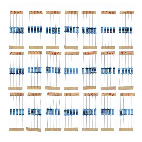 HUABAN 5PCS 21 Values 1W Metal Film Resistors 1 to 910 Ohm 1% Precision for Electronics Projects