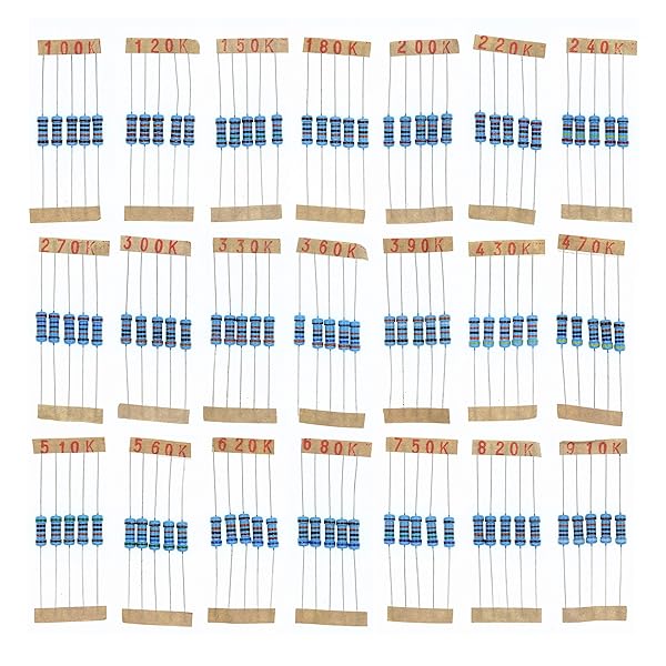 HUABAN 5PCS 1W Metal Film Resistors 1K to 910K 1 Percent Tolerance for Reliable Circuit Performance