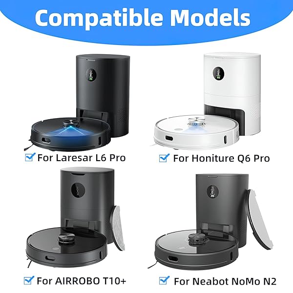 HUIZHEN Replacement Parts Kit for HONITURE Q6 Pro, for Laresar L6 Pro, for AIRROBO T10+, for Neabot N2 Robot Vacuum Accessories,2 Main Brush, 4 Side - Image 2