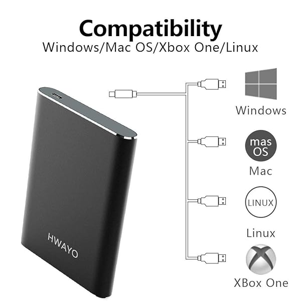 HWAYO 120GB Portable External Hard Drive USB3.1 Type C Ultra Slim HDD for PC Desktop Laptop Mac Xbox One Black - Image 3