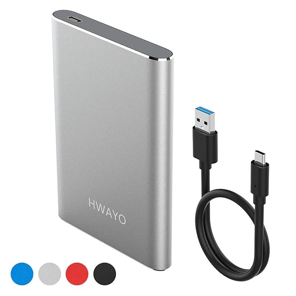HWAYO 1TB Portable External Hard Drive USB3.1 Type C Ultra Slim 2.5 Inch Compatible with PC Laptop Mac Xbox One Silver - Image 10