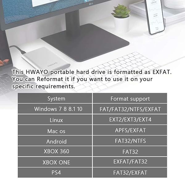 HWAYO 250GB Portable External Hard Drive USB3.1 Type C Ultra Slim HDD for PC Desktop Laptop Mac Xbox One Silver - Image 9
