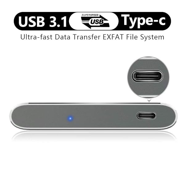 HWAYO 320GB Portable External Hard Drive USB3.1 Gen 1 Type C Ultra Slim 2.5 Inch Compatible with PC Laptop Mac Xbox One Silver - Image 4