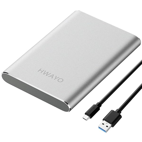 HWAYO 320GB Portable External Hard Drive USB3.1 Gen 1 Type C Ultra Slim 2.5 Inch Compatible with PC Laptop Mac Xbox One Silver - Image 2