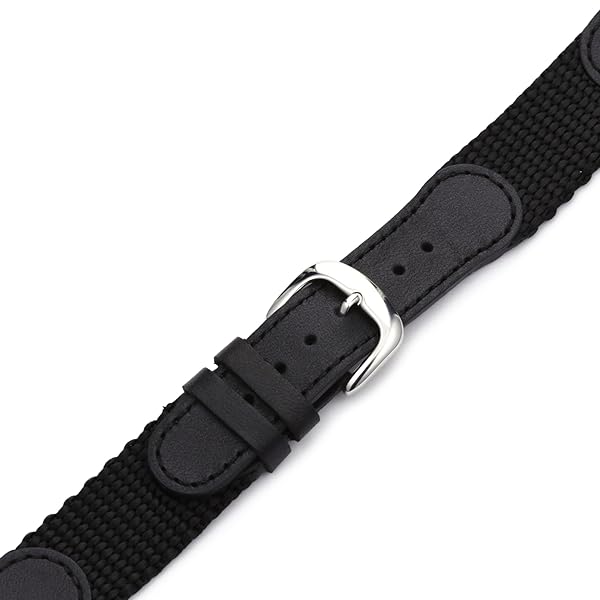 Hadley Roma Men's 16mm Black Swiss Army Style Nylon and Leather Watch Strap MSM866RA - Image 4