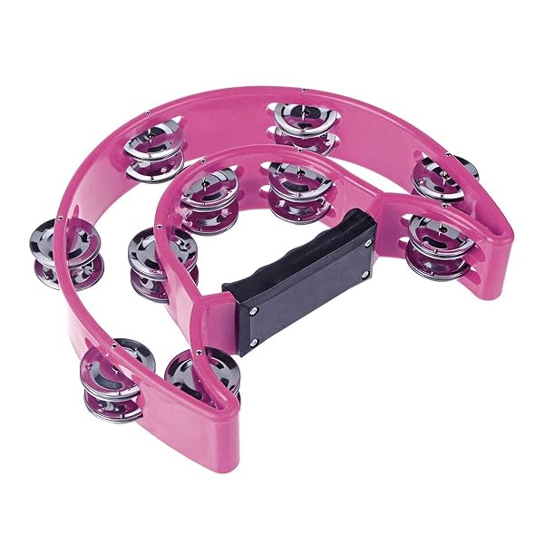 Half Moon Tambourine with Double Row Jingles - Ergonomic Handheld Percussion for KTV Parties (Multicolor, Purple) - Image 2
