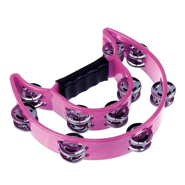 Half Moon Tambourine with Double Row Jingles - Ergonomic Handheld Percussion for KTV Parties (Multicolor, Purple) - Image 3
