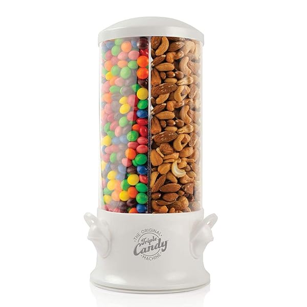 Handy Gourmet Handy Gourmet Triple Candy & Nut Dispenser - New Pearl White Design for Fun Snacking
