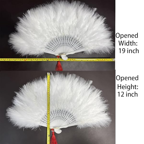 Happy Feather Handheld Marabou Fan - 1920s Vintage Flapper Style for Costume Parties & Dancing - Elegant White Accessory - Image 8