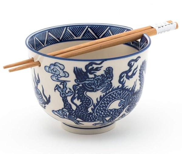 "Happy Sales: 5" Multi-Purpose Ramen Udon Soba Pho Bowl with Chopsticks - BlueDragon"