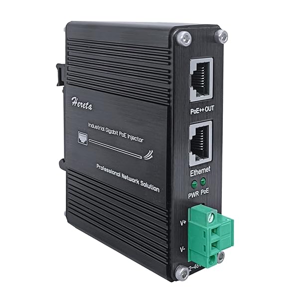 Buy Hardened Industrial Gigabit PoE++ Injector 95W - 12-48VDC, DIN-Rail & Wall Mount, IEEE 802.3at Compatible
