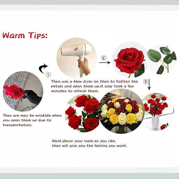 12PCS Realistic Silk Roses Bouquet - Long Stem Artificial Flowers for Home & Wedding Decor - A-Red - Image 8