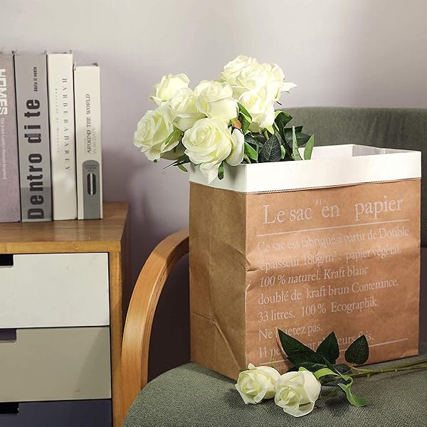 12PCS Realistic White Silk Roses Bouquet - Perfect for Home, Wedding & Party Decor - Image 6