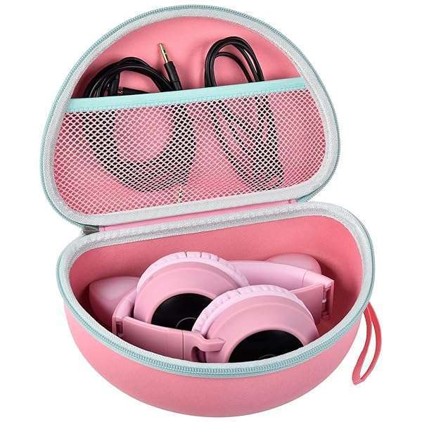 Headphone Case for Riwbox CT-7 Pink/for Jack CT-7S Cat Green 3.5mm/ for iClever IC-HS01/for Picun/for FosPower Bluetooth Wireless Over-Ear Headphones Headset for Kids-Box Only,Pink - Image 3