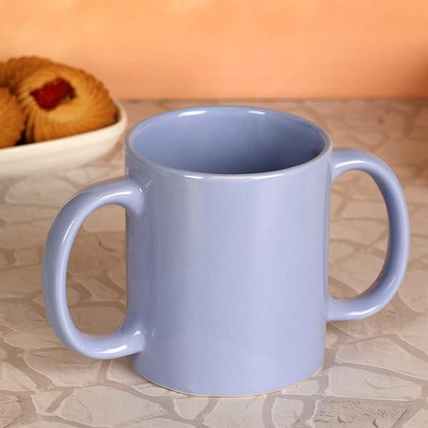 HealthGoodsIn Dual Handle Mug for Tremors - Microwave Safe, 11.83 Oz, Blue - Perfect Grip for Easy Drinking - Image 5