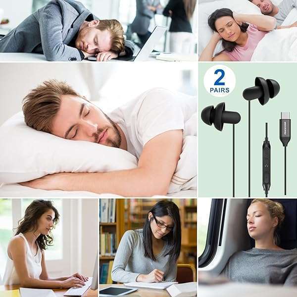 Buy Hearprotek Sleep Earbuds - 2 Pairs USB C Noise Isolation Earphones for Sleeping, Snoring & Travel - Ideal for Android Phones - Image 8