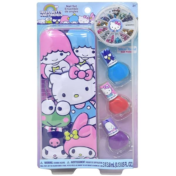 Hello Kitty Hello Kitty Nail Set: 3 Polishes & Art Kit for Fun Nail Designs - Perfect Gift!