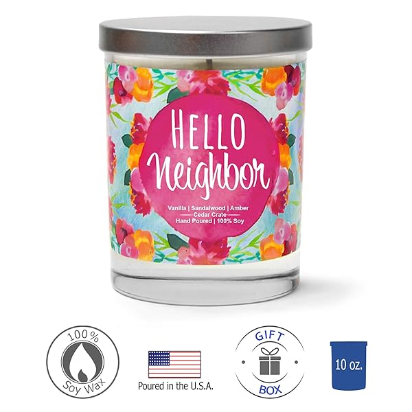 Hello Neighbor Housewarming Gifts New Home Candle for Women Men Couples Apartment Decor Ideas Handmade in USA - Image 4