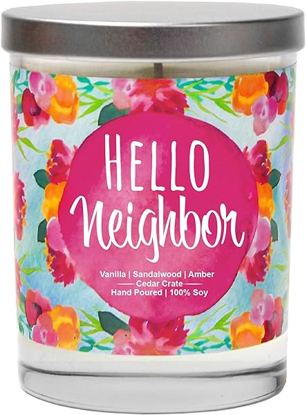 Hello Neighbor Housewarming Gifts New Home Candle for Women Men Couples Apartment Decor Ideas Handmade in USA